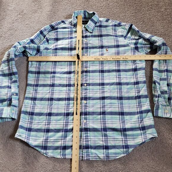 Ralph Lauren Shirt Mens Extra Large Blue Button Up Flannel Flesh Pony - Picture 8 of 11